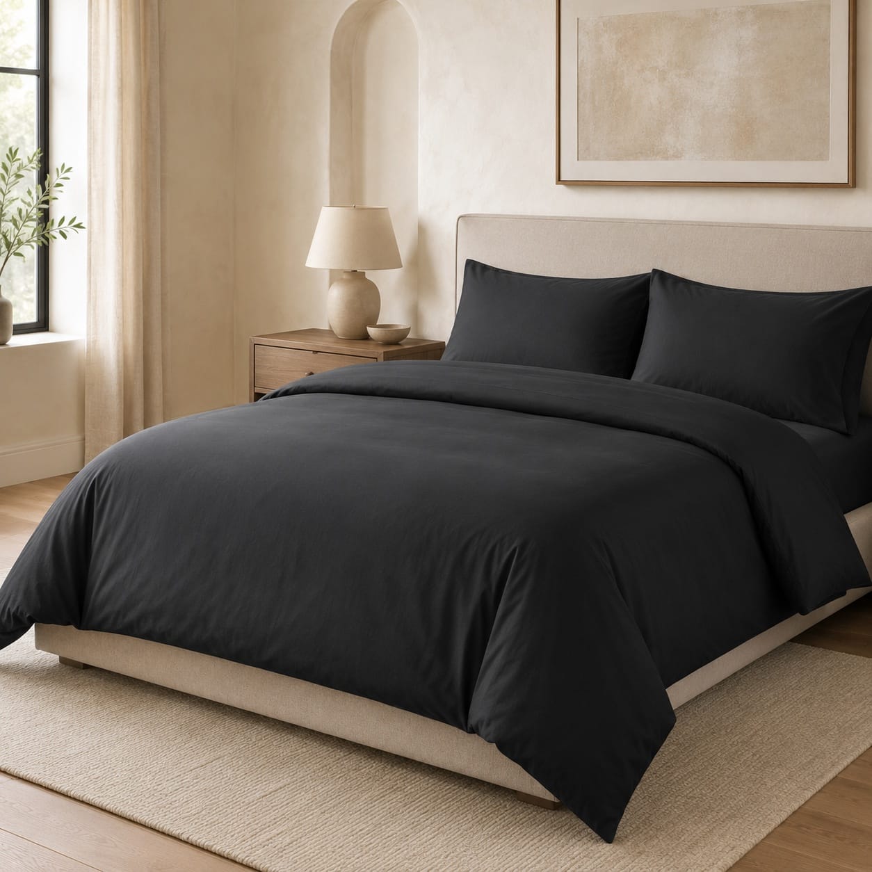 beddley Black Easy-Change® Duvet Cover with three sided open easycare zipper
