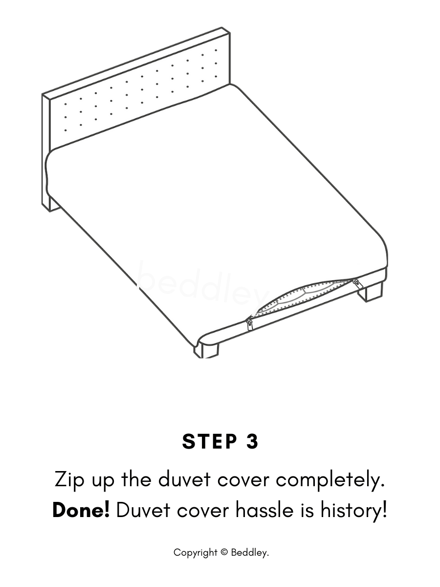 Step 3: Zip the duvet cover closed completely to finish the easy-change setup