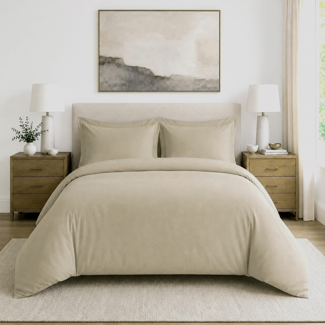 Beddley Beige Easy-Change® Duvet Cover with three sided open easycare zipper