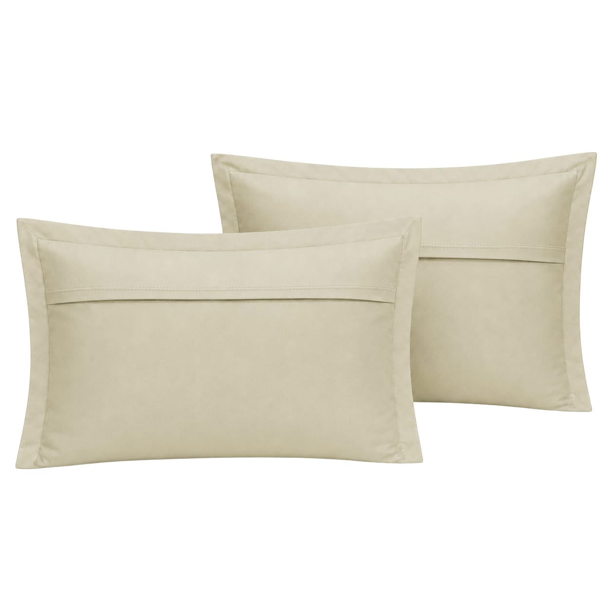 Beddley Beige Easy-Change™ Zippered Pillow Shams – Set of 2 with three sided open easycare zipper