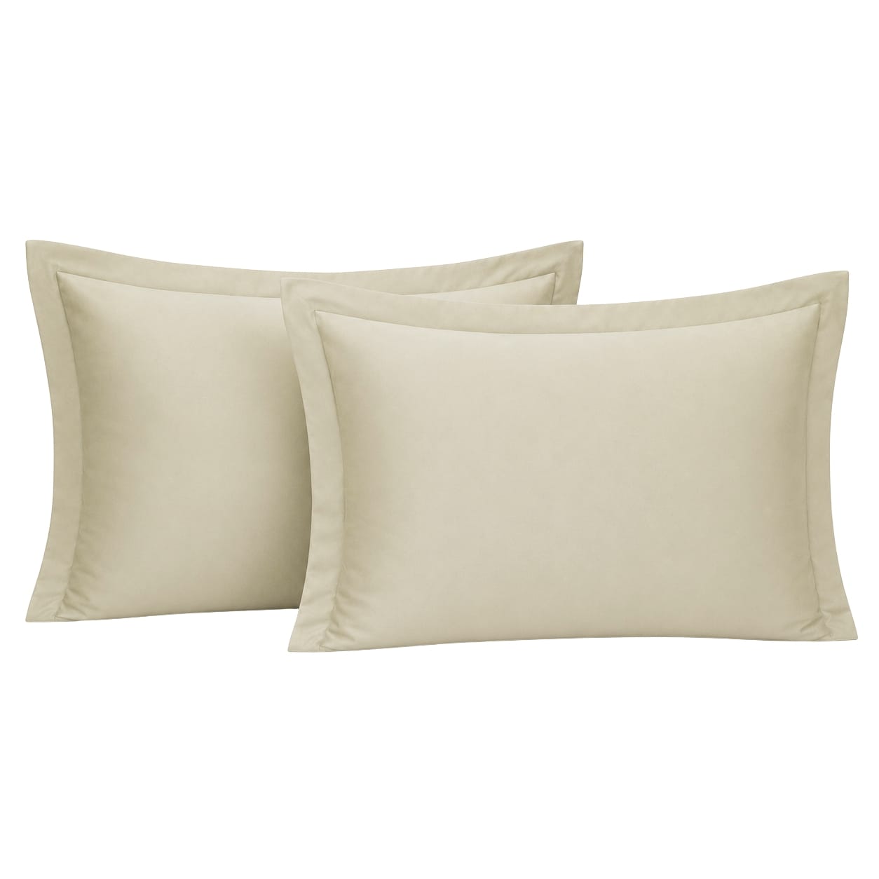 Beddley Beige Easy-Change™ Zippered Pillow Shams – Set of 2 with three sided open easycare zipper