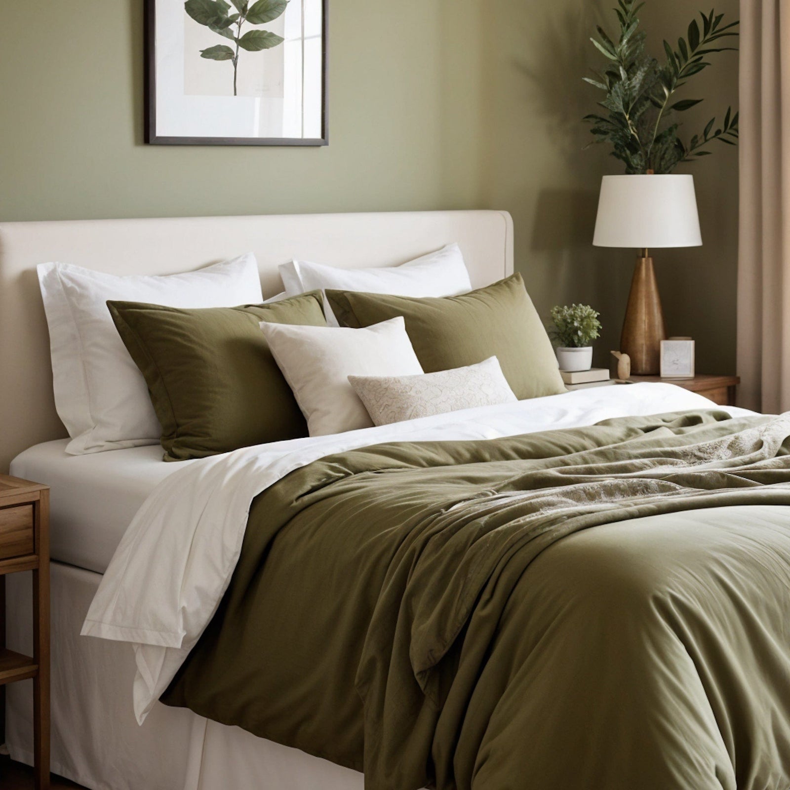 beddley Olive Tuscany Easy-Change® Duvet Cover with three sided open easycare zipper