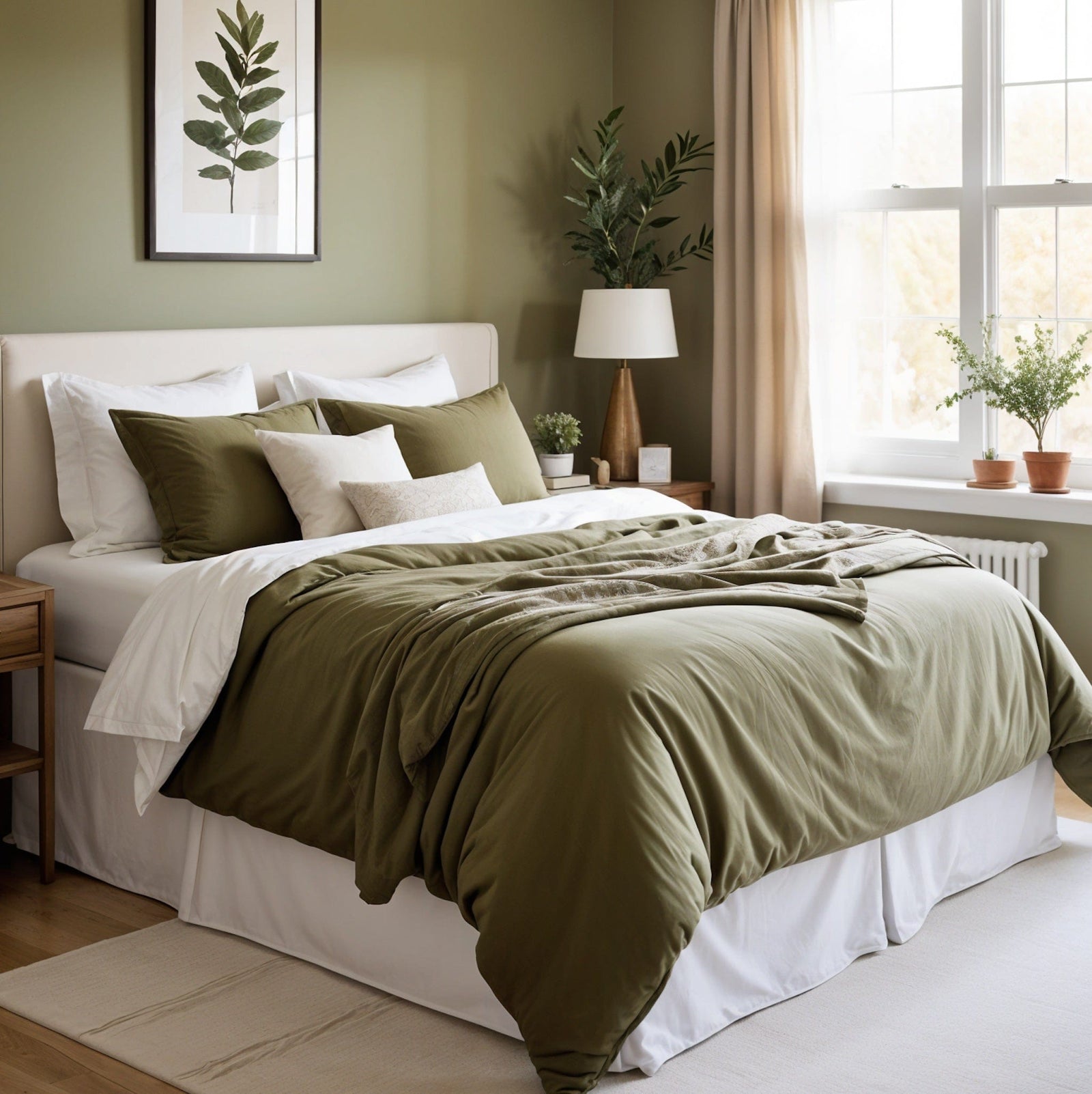 beddley Olive Tuscany Easy-Change® Duvet Cover with three sided open easycare zipper