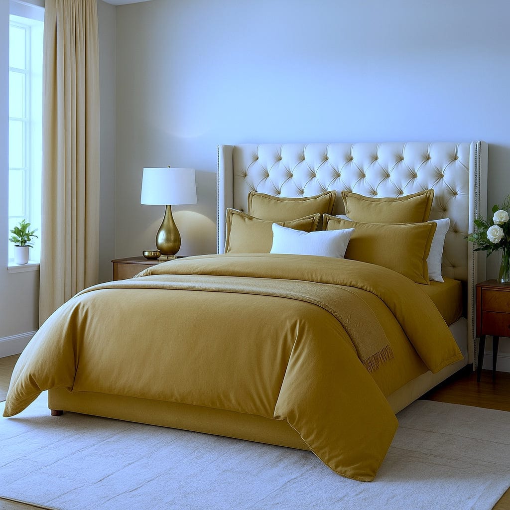 beddley Mustard Gold Easy-Change® Duvet Cover with three sided open easycare zipper