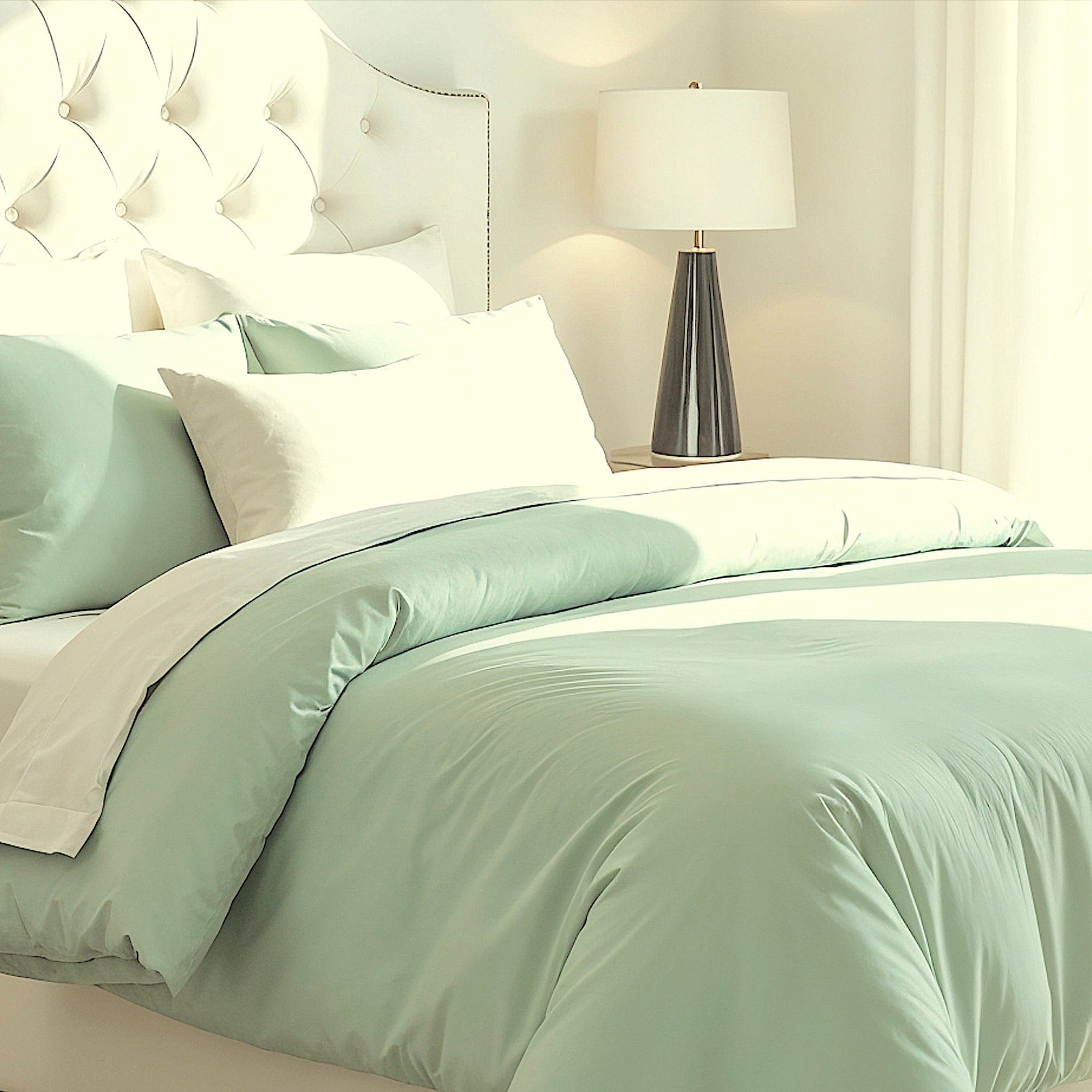 beddley Pale Aqua Easy-Change® Duvet Cover with three sided open easycare zipper