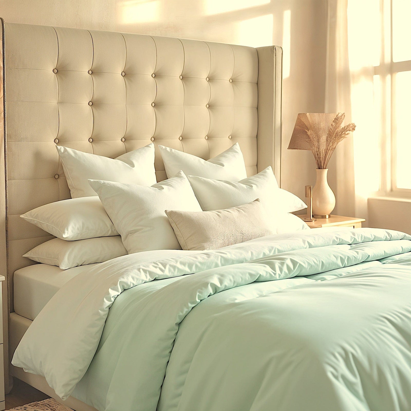 beddley Pale Aqua Easy-Change® Duvet Cover with three sided open easycare zipper