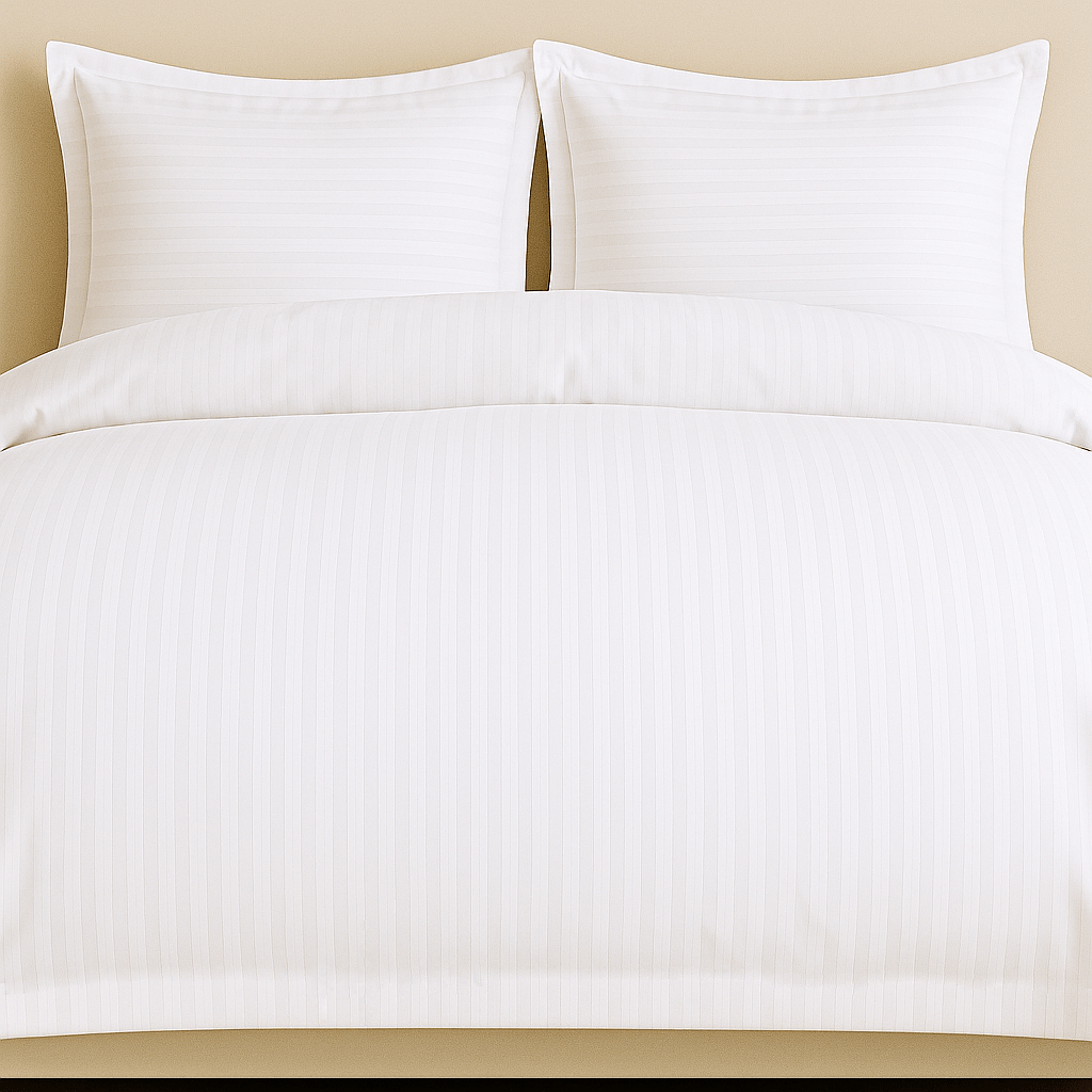Beddley Pacific White-on-White Striped Easy-Change® Duvet Cover with three sided open easycare zipper