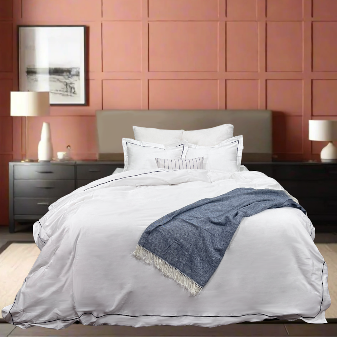 Peninsula Embroidered Easy-Change® White Duvet Cover Set