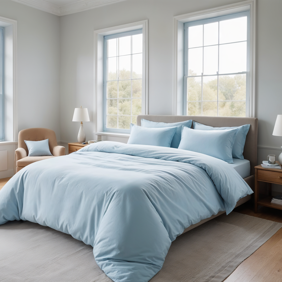 beddley Cashmere Blue Easy-Change® Duvet Cover with three sided open easycare zipper