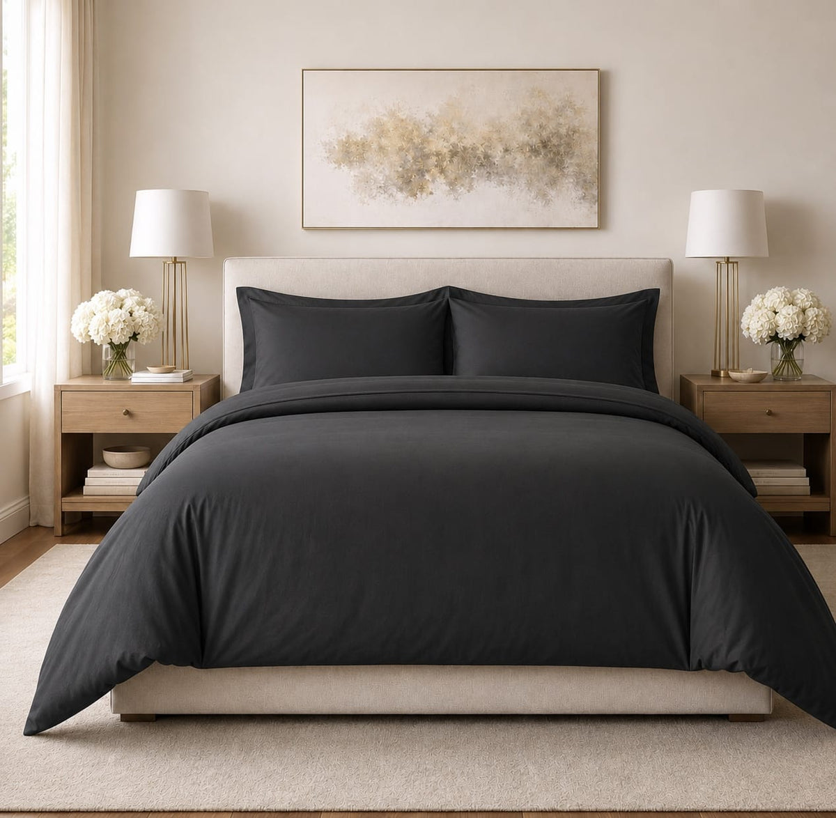 beddley Black Easy-Change® Duvet Cover with three sided open easycare zipper