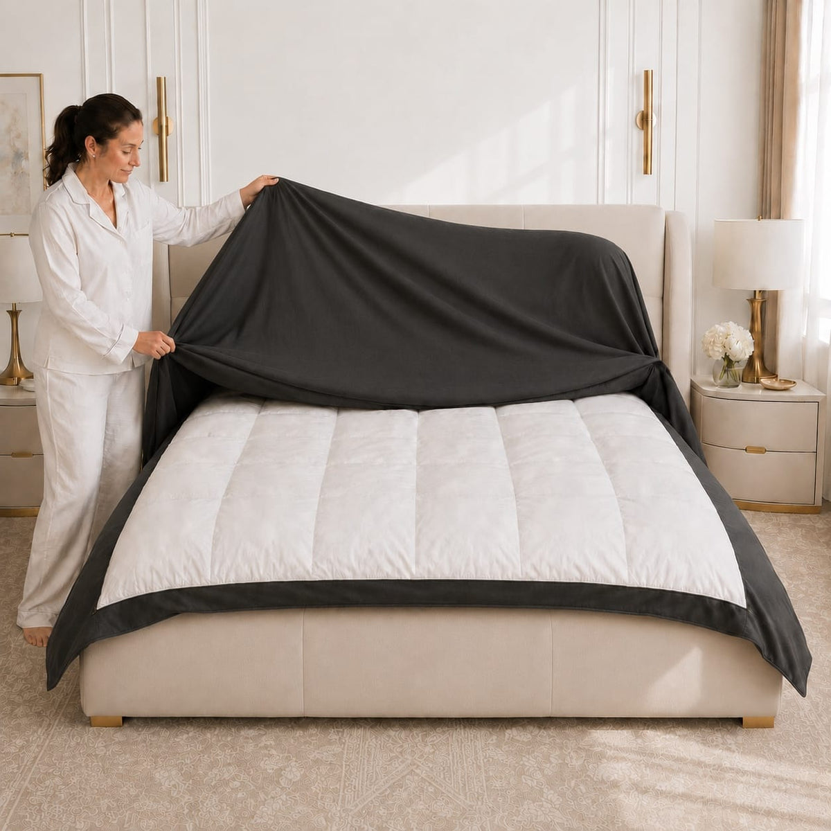 beddley Black Easy-Change® Duvet Cover with three sided open easycare zipper