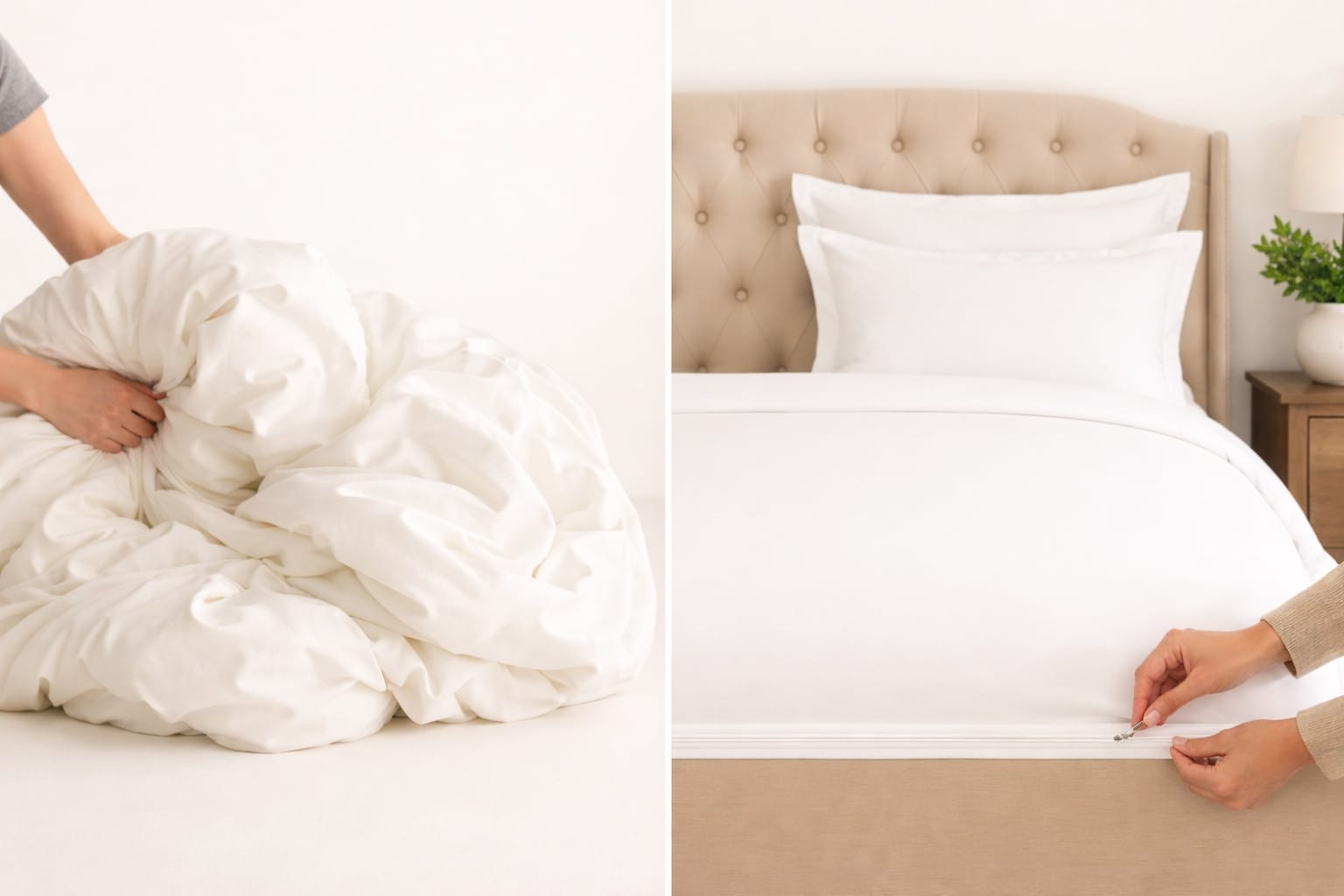 Beddley Easy-Change duvet cover with patented three-sided zipper laid open for easy insert placement