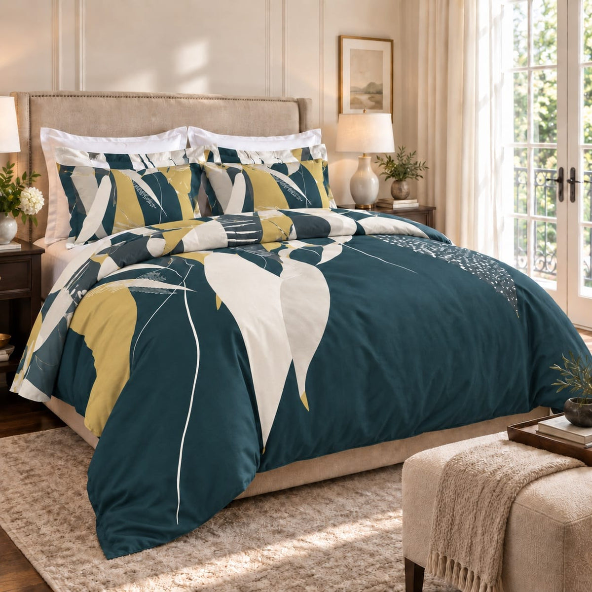 beddley Emerald Green Dreamscape Easy-Change® Duvet Cover Set with three sided open easycare zipper