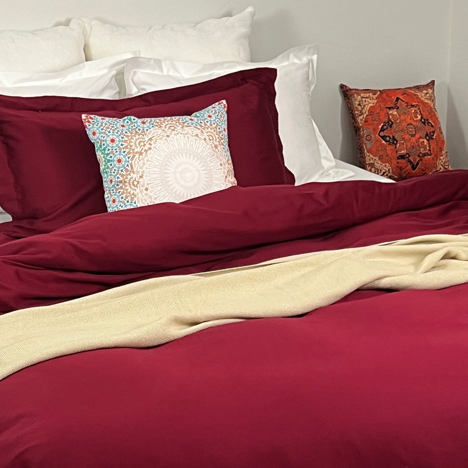 Maroon Duvet Cover three-sided zipper, As Seen on Shark Tank