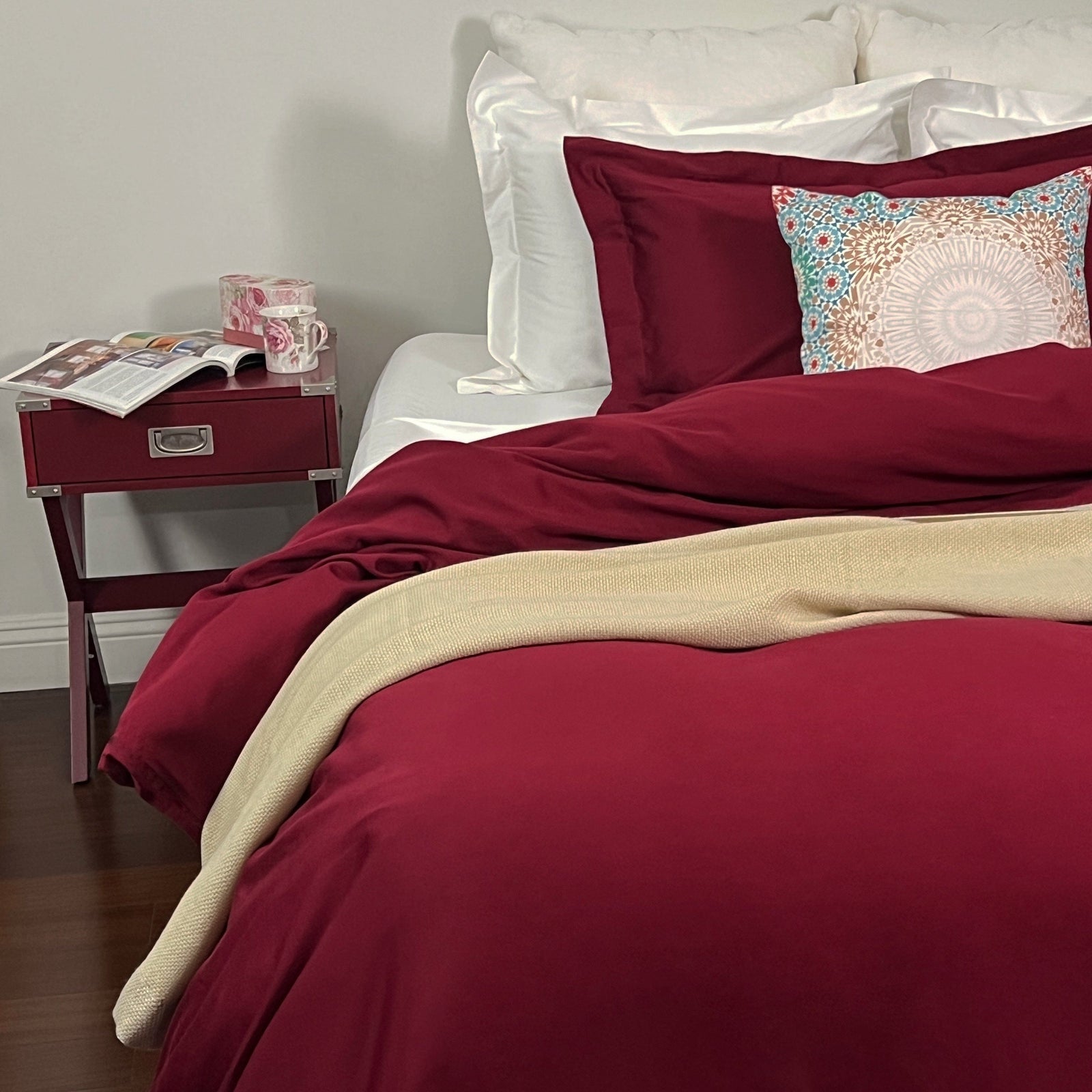 Maroon Easy-Change Duvet Cover - Beddley
