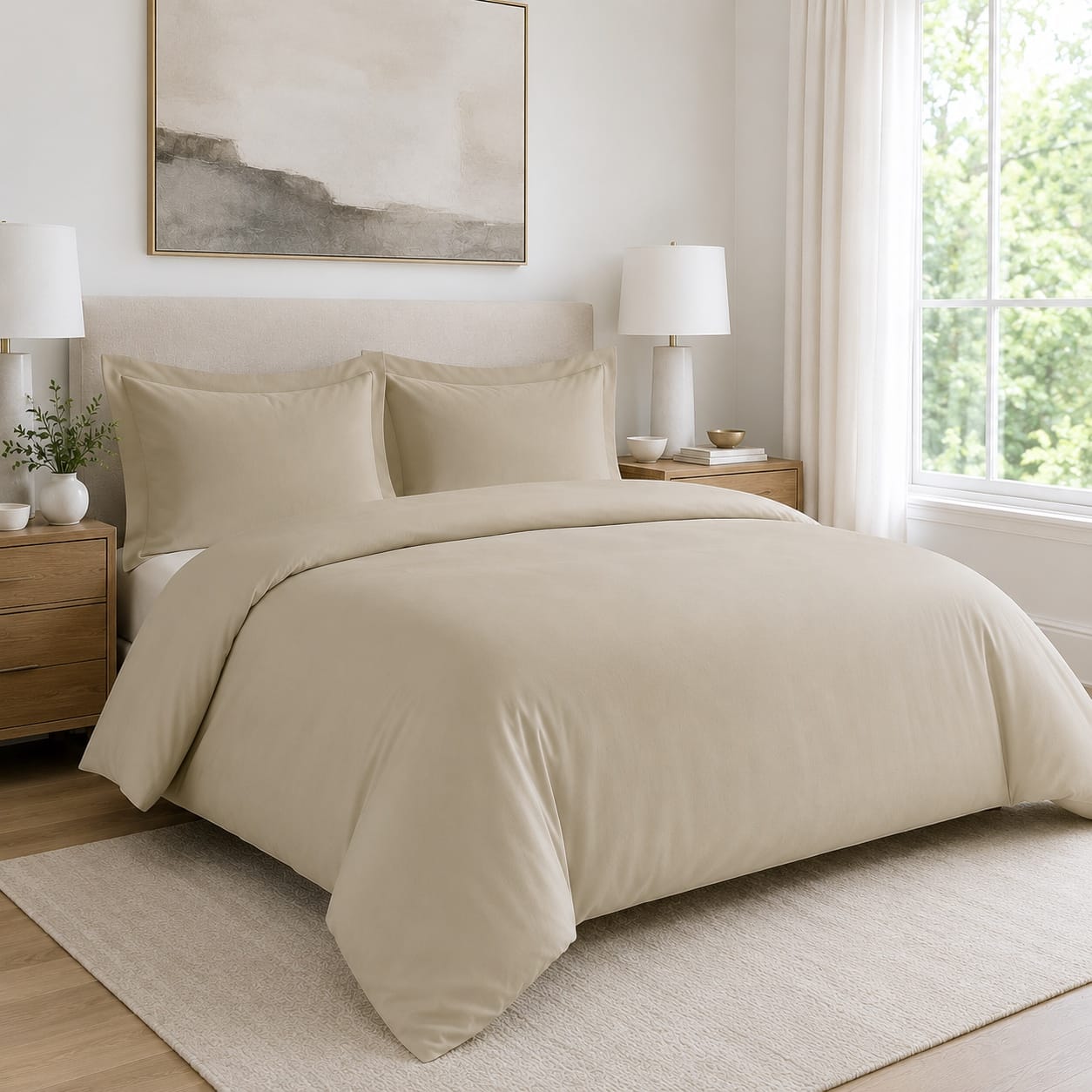 Beddley Beige Easy-Change® Duvet Cover with three sided open easycare zipper