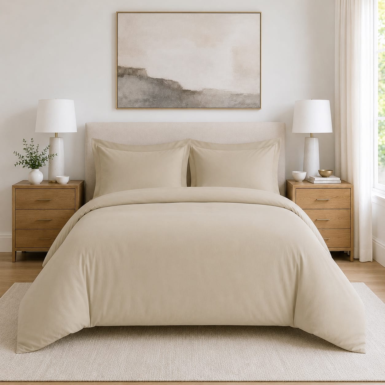 Beddley Beige Easy-Change® Duvet Cover with three sided open easycare zipper