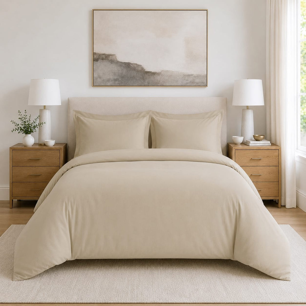 Beddley Beige Easy-Change® Duvet Cover with three sided open easycare zipper