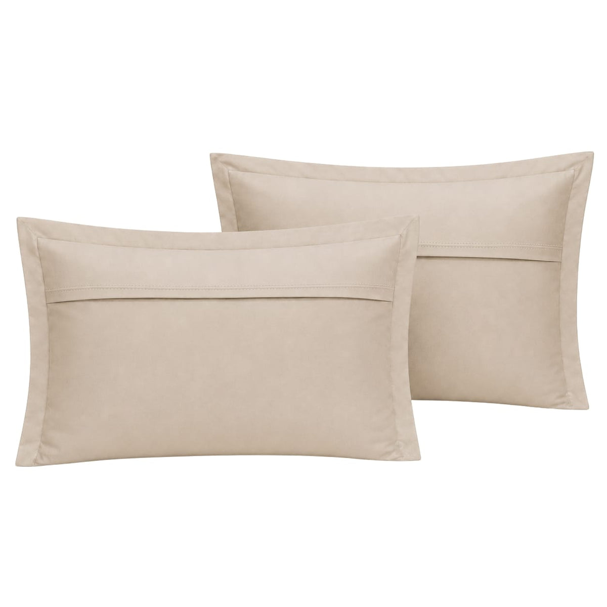 Beddley Beige Easy-Change™ Zippered Pillow Shams – Set of 2 with three sided open easycare zipper