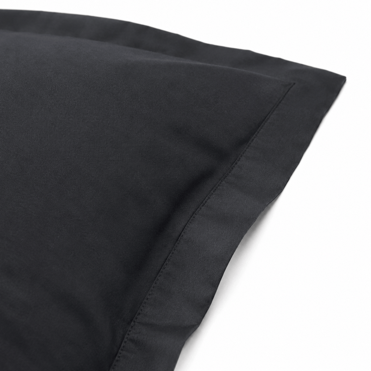 Close-up of Beige cotton sateen pillow sham fabric and stitching