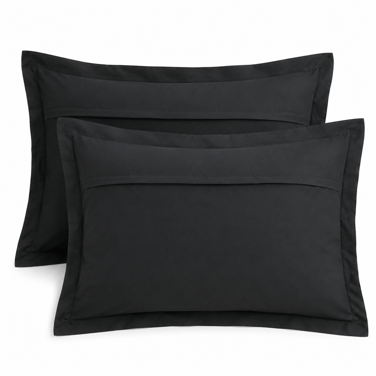 Back closure detail of the Black cotton sateen pillow sham