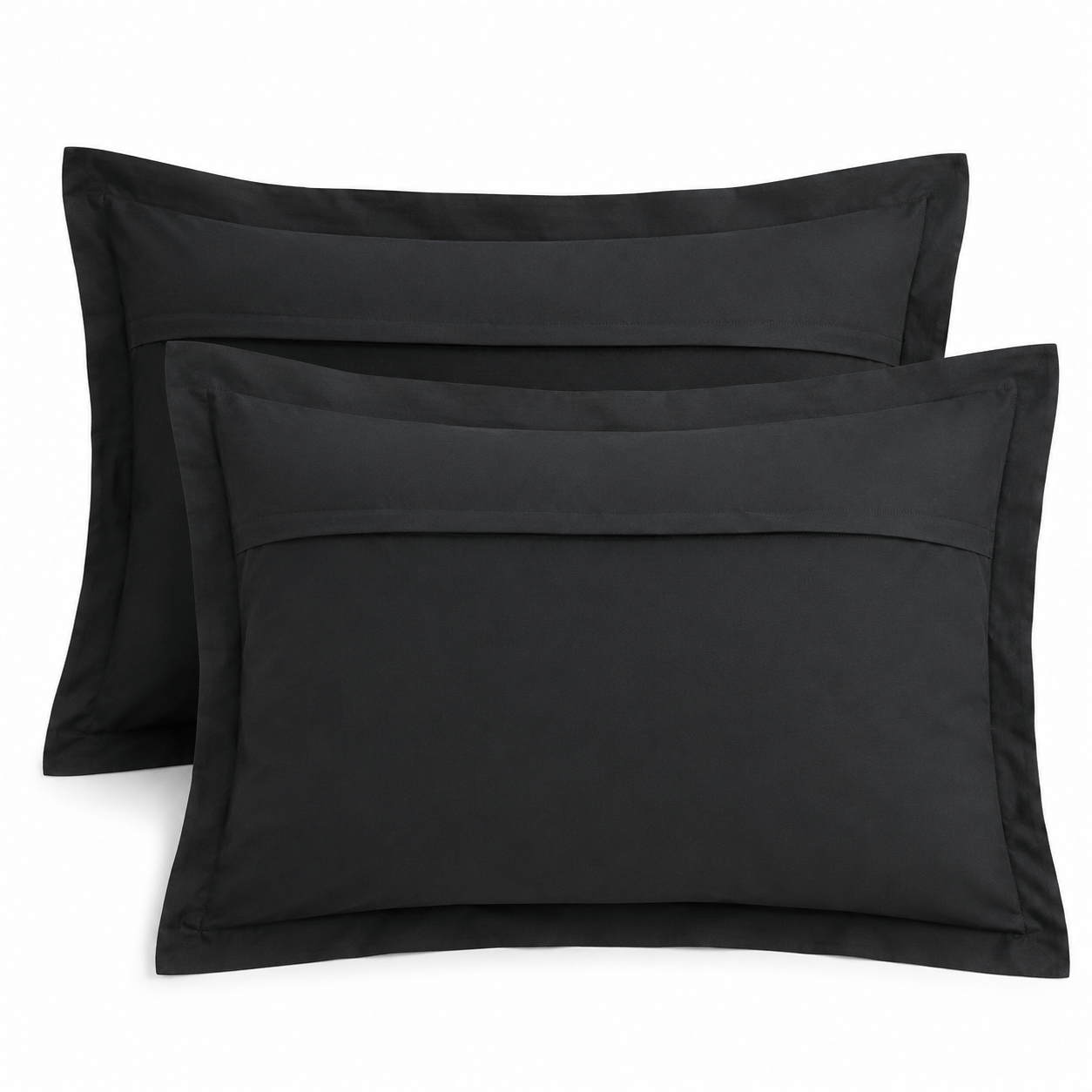 Back closure detail of the Black cotton sateen pillow sham