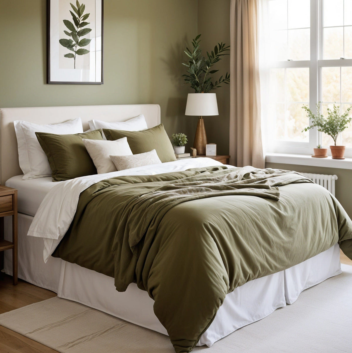 beddley Olive Tuscany Easy-Change® Duvet Cover with three sided open easycare zipper