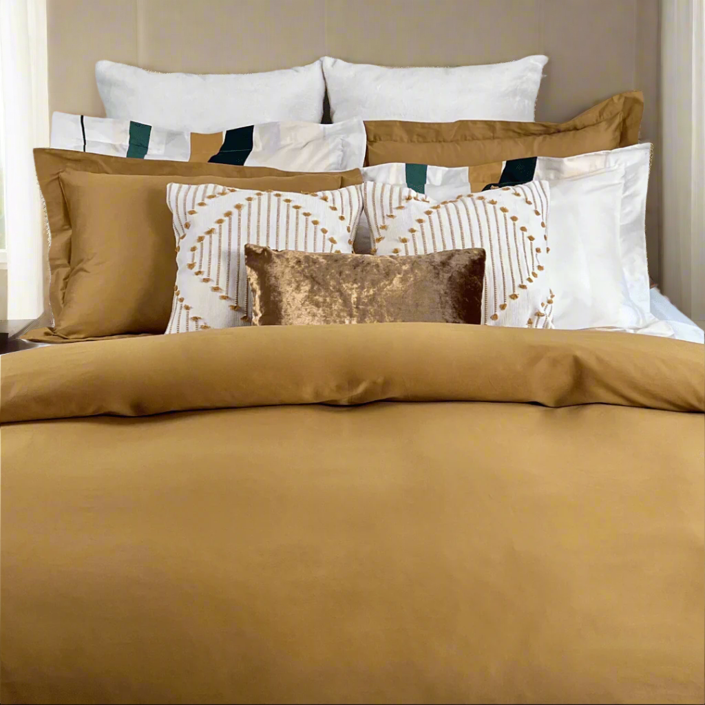 Beddley Mustard Gold Easy-Change Cotton 3-Sided Zipper Duvet Cover | Beddley ...