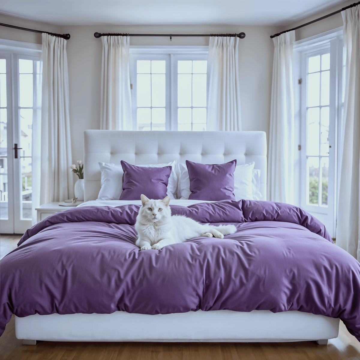 beddley Purple Royale Easy-Change® Duvet Cover with three sided open easycare zipper