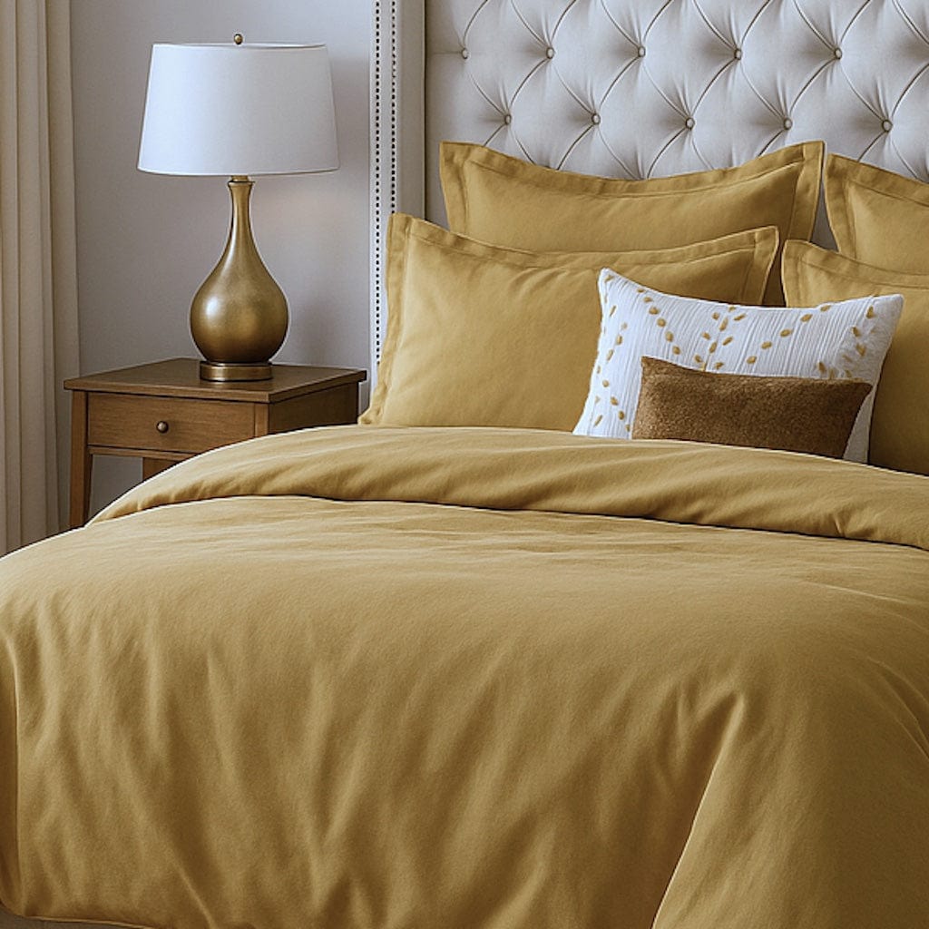 beddley Mustard Gold Easy-Change® Duvet Cover with three sided open easycare zipper