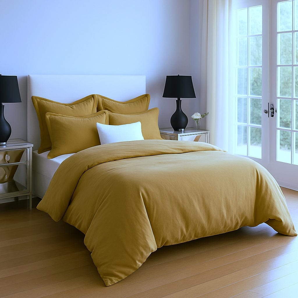 beddley Mustard Gold Easy-Change® Duvet Cover with three sided open easycare zipper