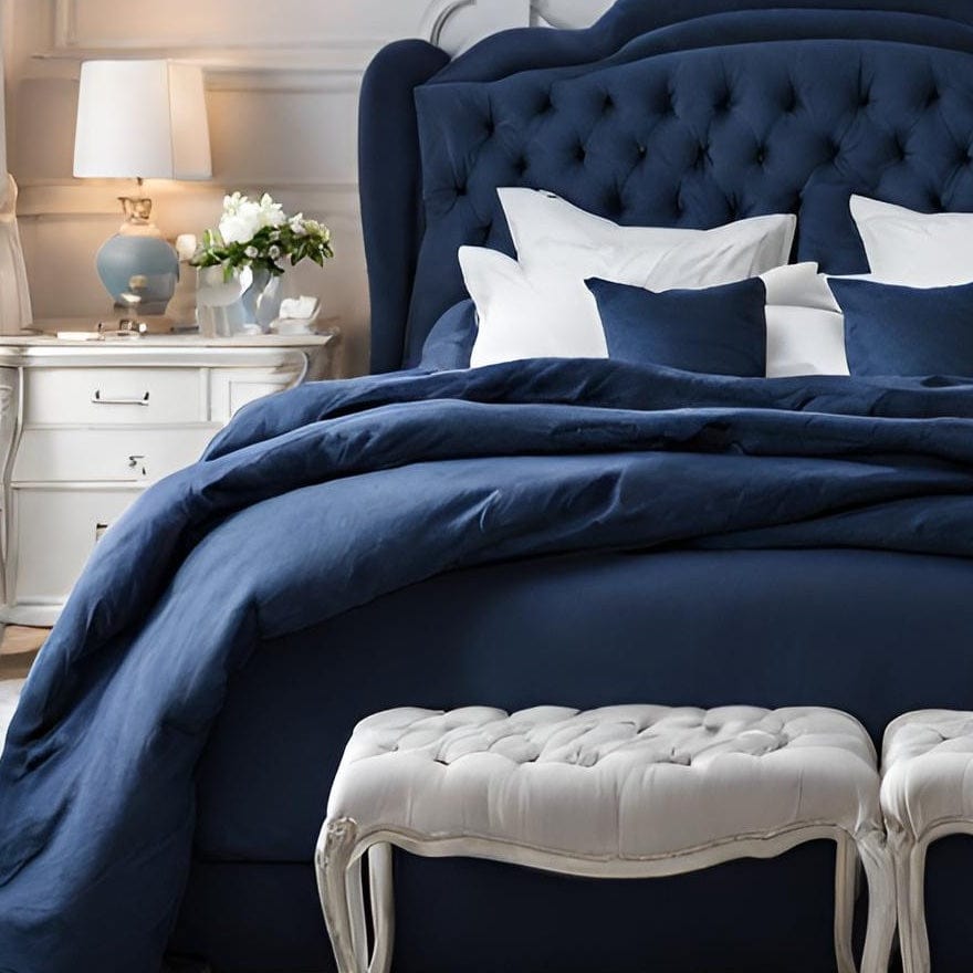 beddley Navy Blue Easy Change Duvet Cover with three-sided zip