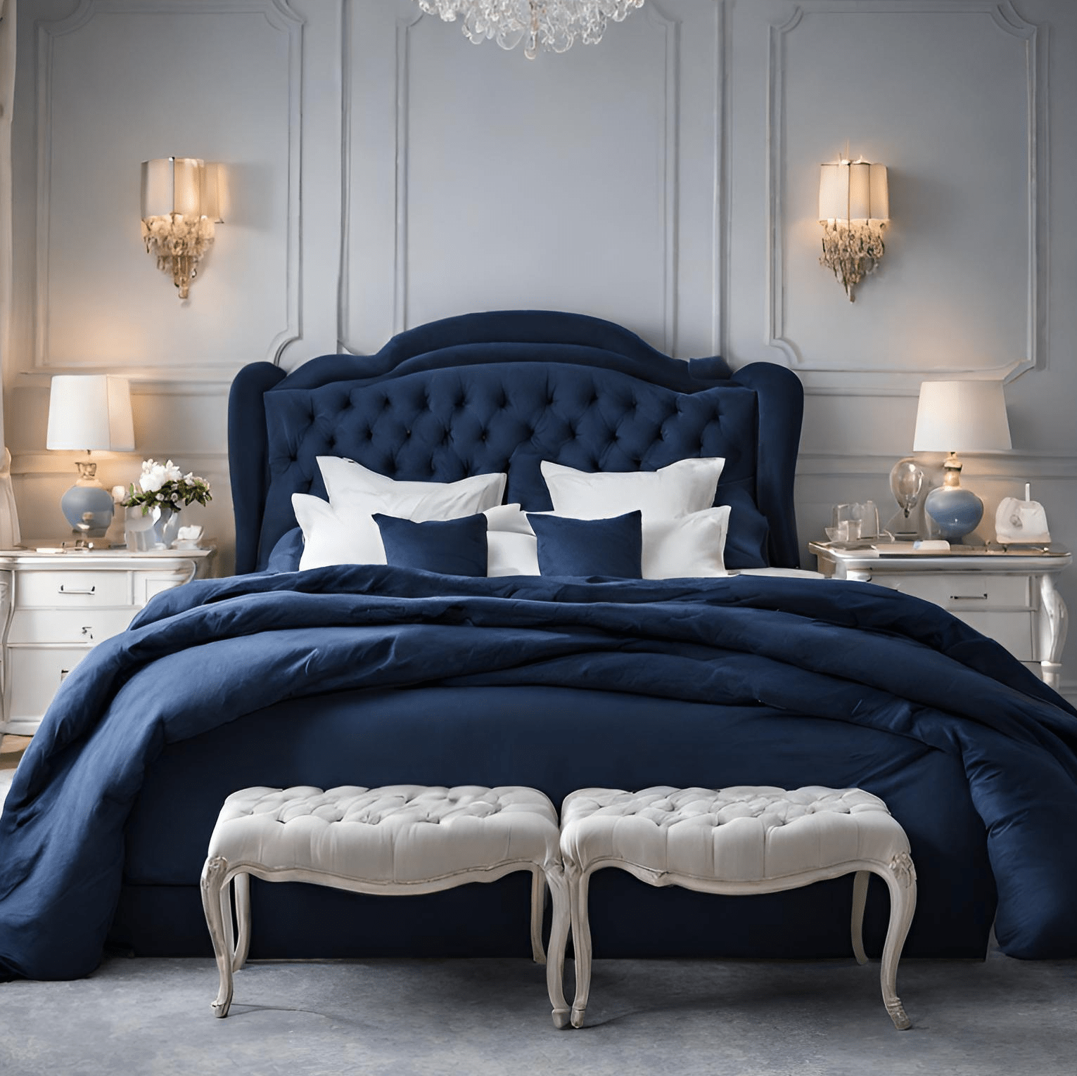 luxurious navy blue duvet cover