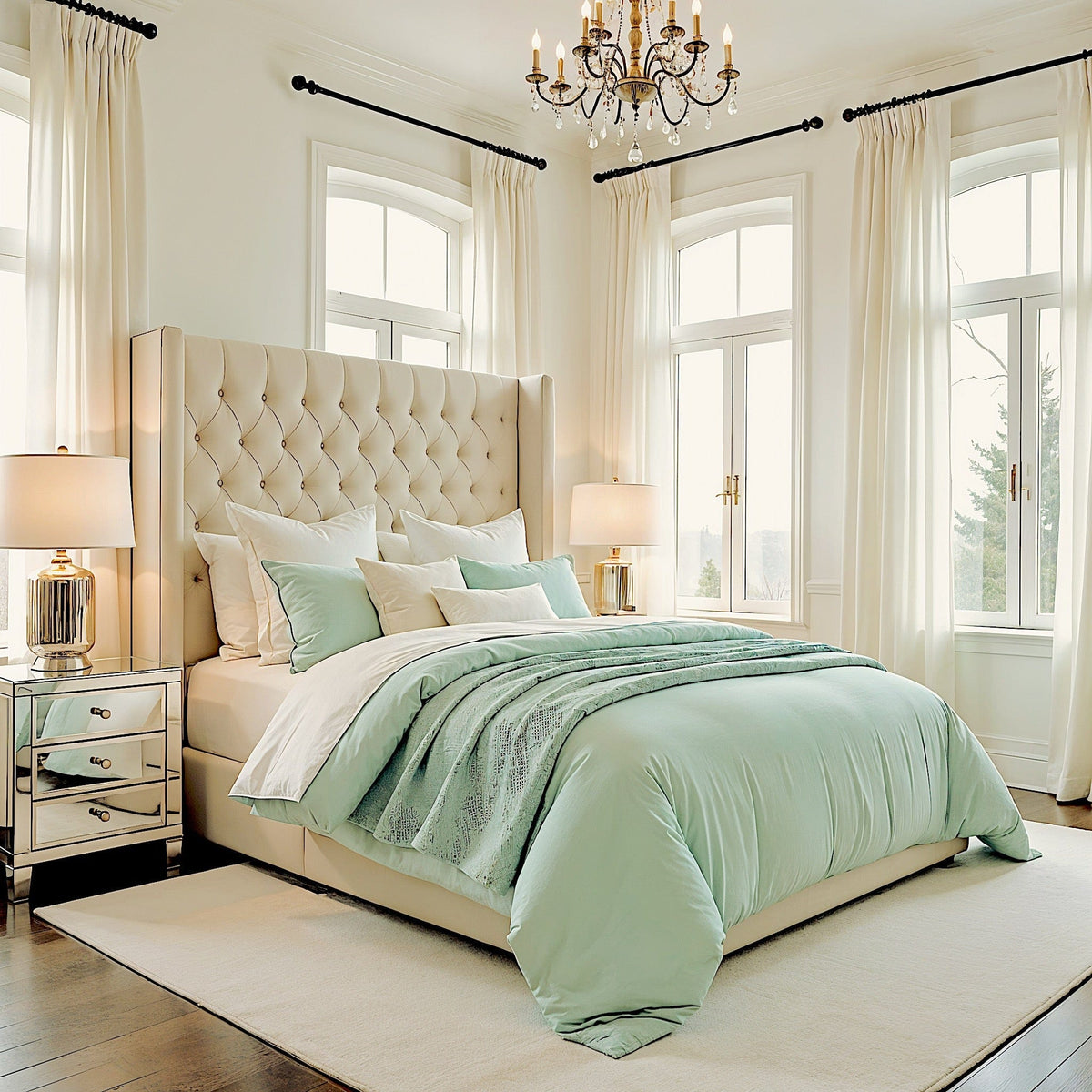 beddley Pale Aqua Easy-Change® Duvet Cover with three sided open easycare zipper