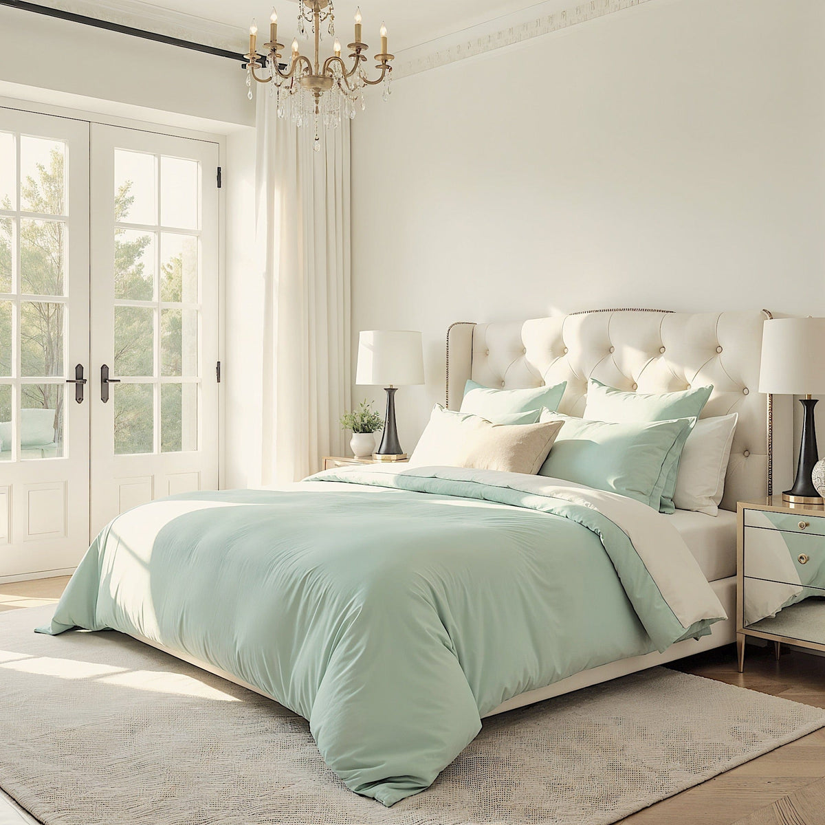 beddley Pale Aqua Easy-Change® Duvet Cover with three sided open easycare zipper