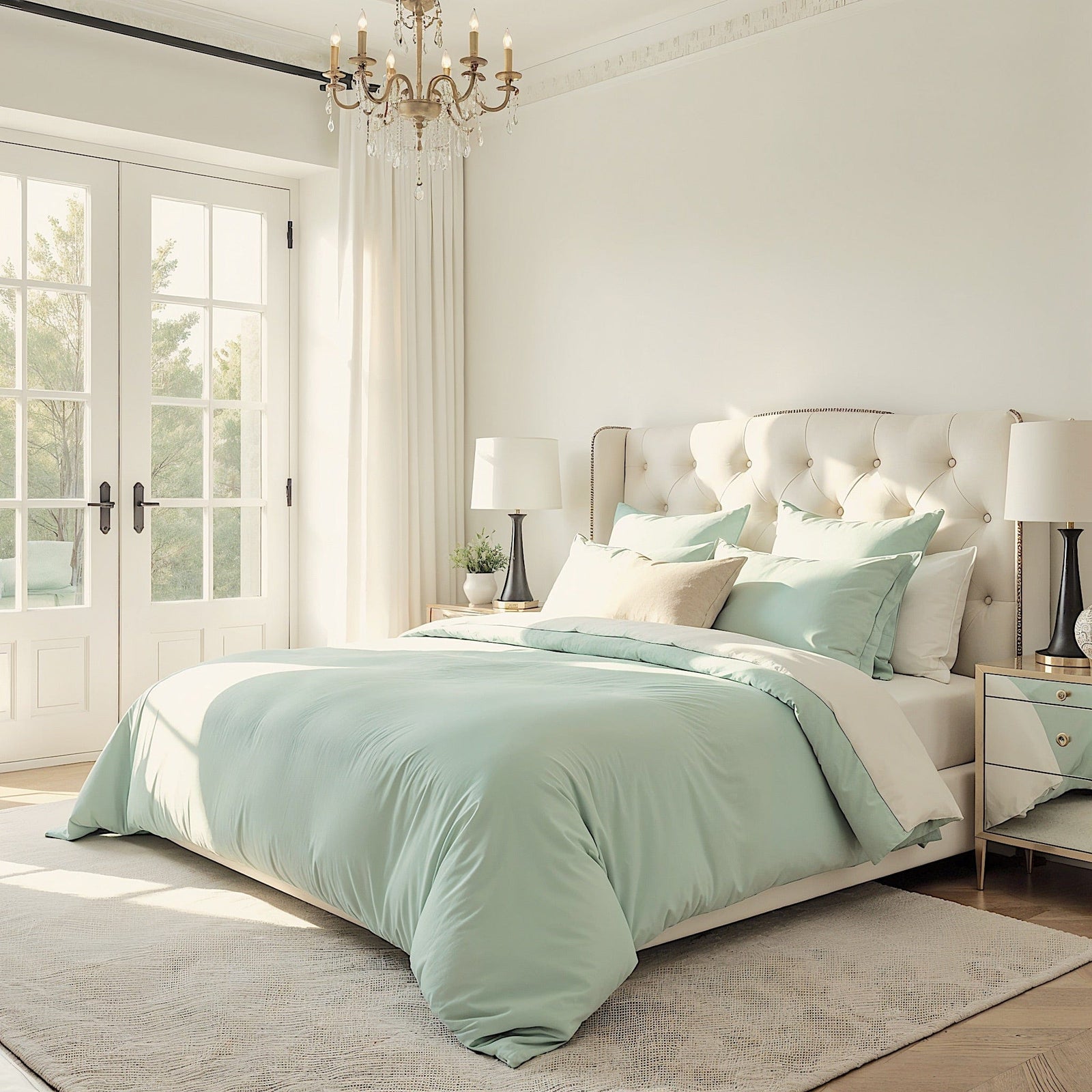 beddley Pale Aqua Easy-Change® Duvet Cover with three sided open easycare zipper