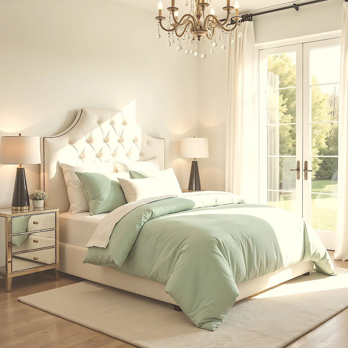 beddley Pale Aqua Easy-Change® Duvet Cover with three sided open easycare zipper