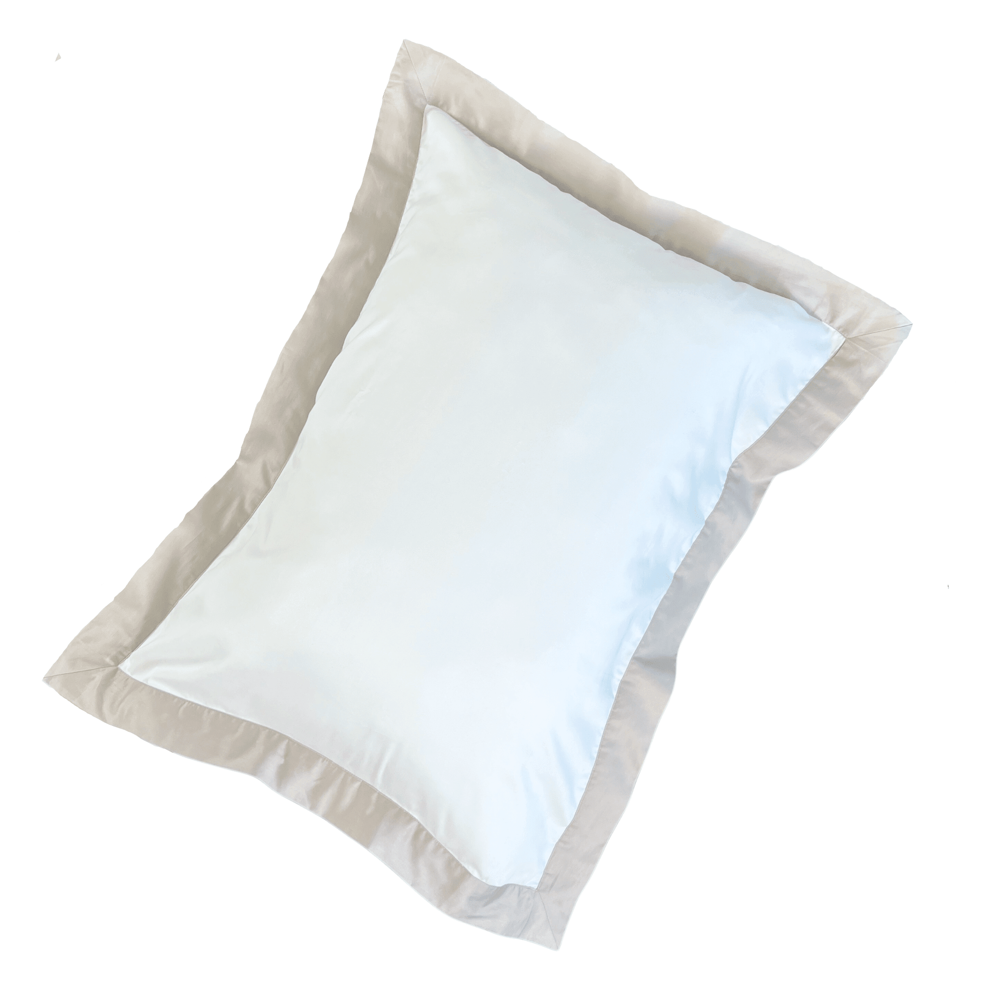 White Sham with Pewter Flange - Stylish Bedding Accessories by Beddley, As Seen On Shark Tank.