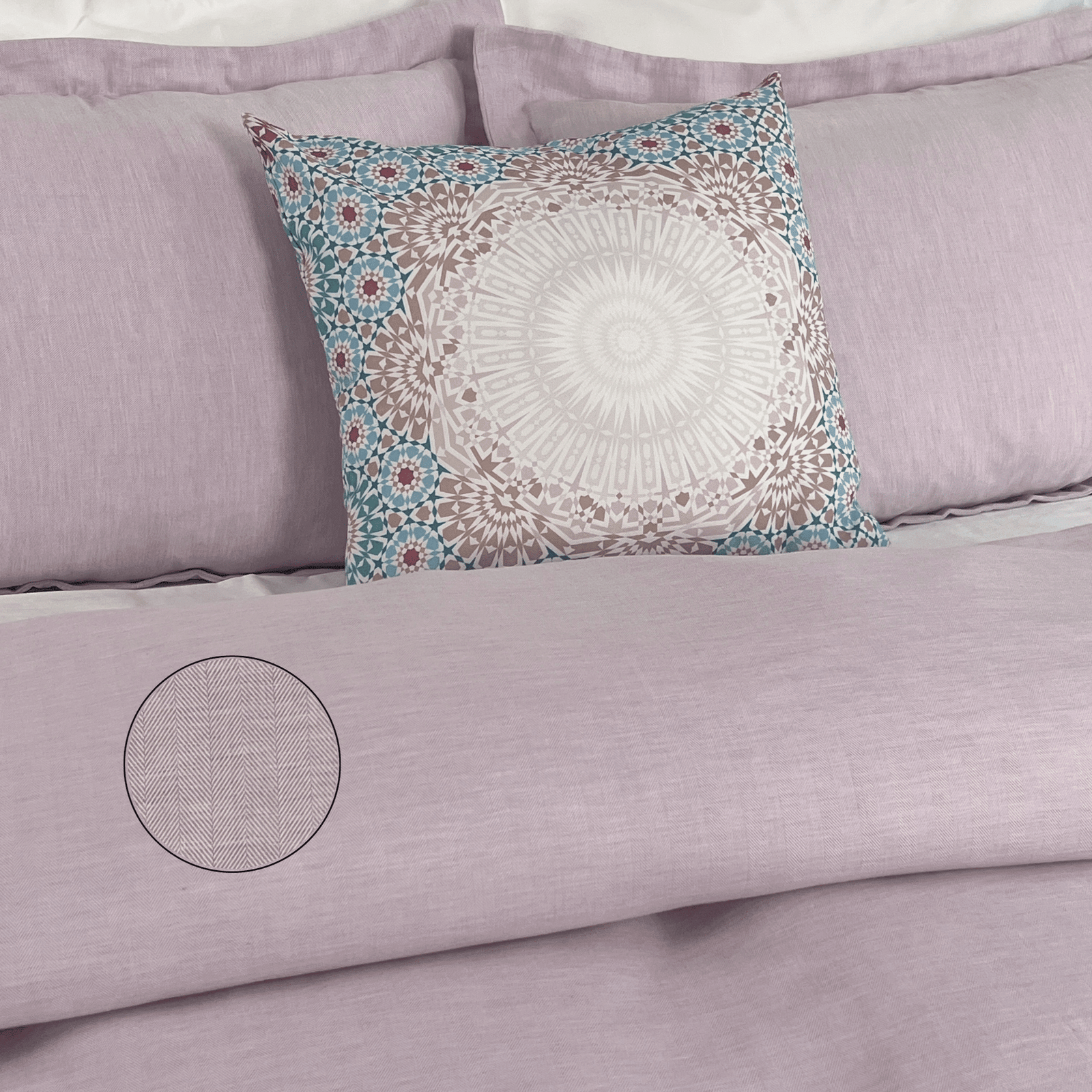 beddley Pink Easy-Change™ Duvet Cover - Herringbone with three sided open easycare zipper