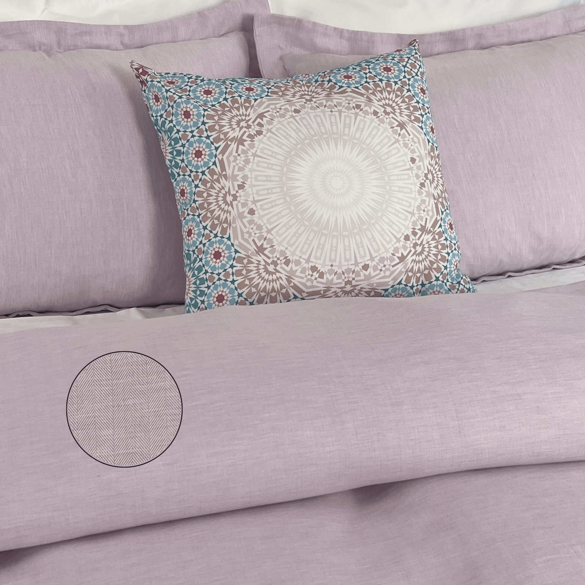 beddley Pink Easy-Change™ Duvet Cover - Herringbone with three sided open easycare zipper