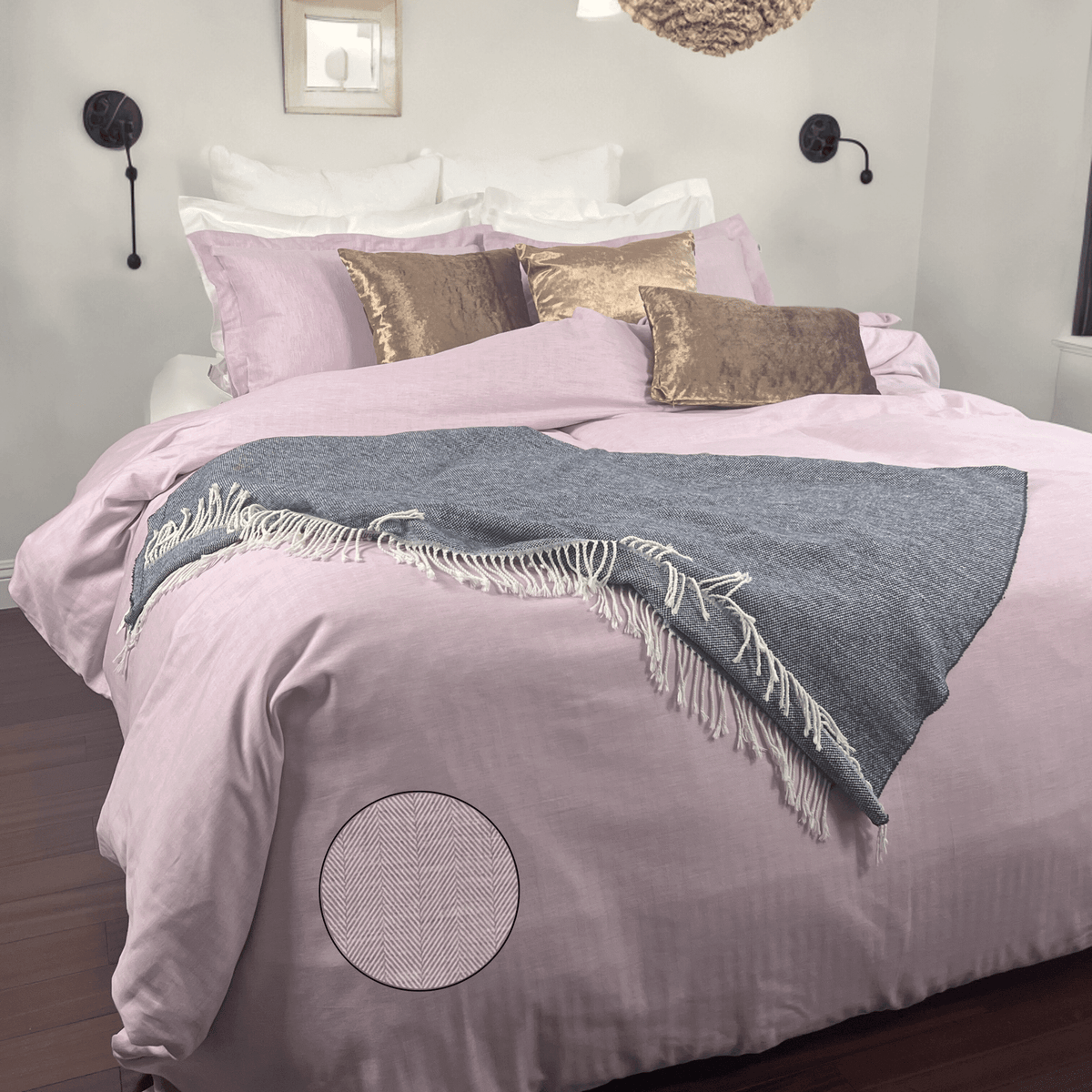 Beddley Pink Easy-Change™ Duvet Cover - Herringbone | Beddley - beddley.com