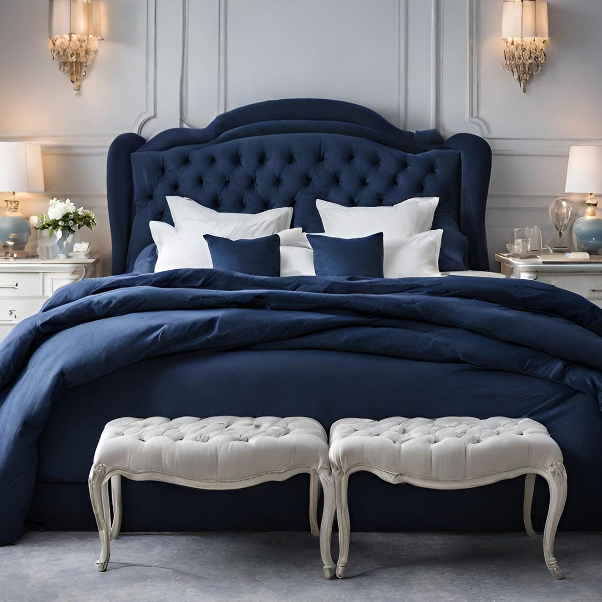 beddley Navy Blue Easy-Change® Duvet Cover with three-sided zipper