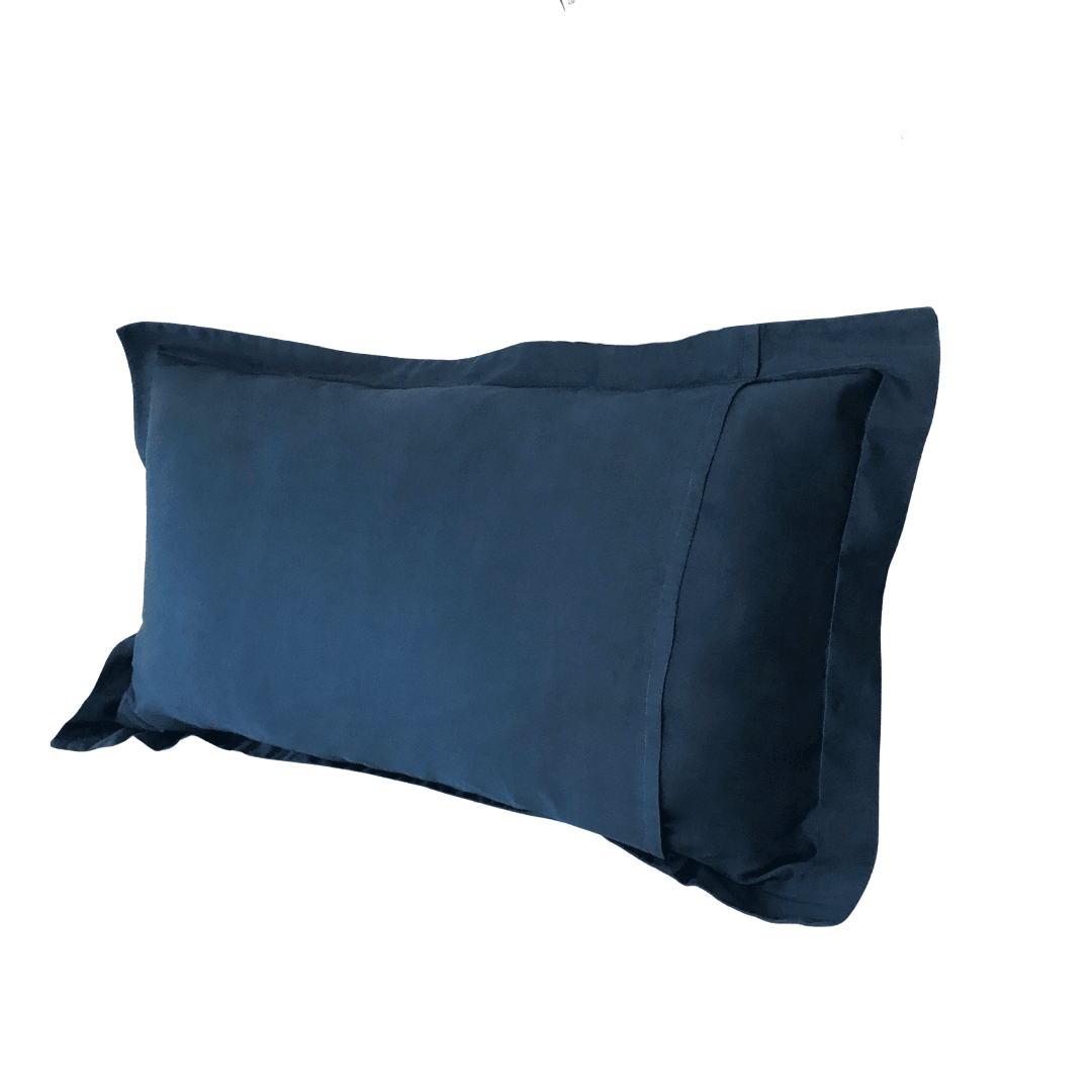 Back view of the Beddley Navy Blue Royale Sham showcasing its luxurious texture