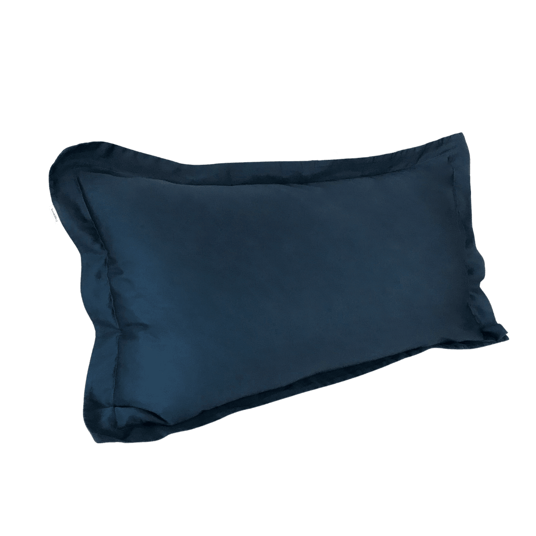 Beddley Navy Blue Royale Sham with pillow inserted, showing a sleek design