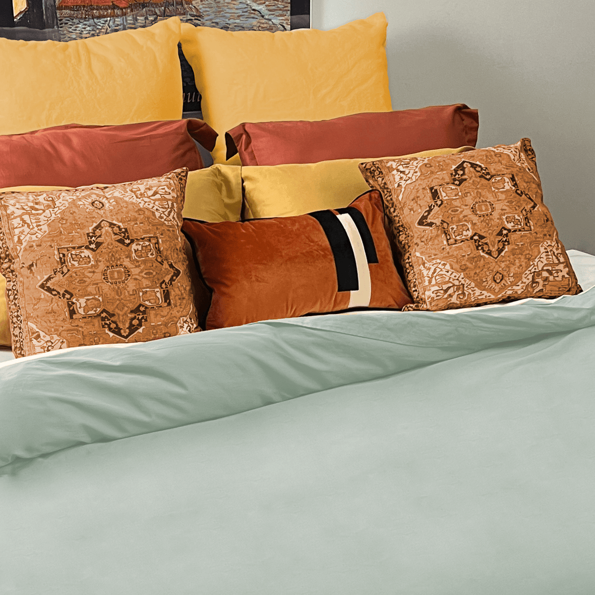 Pale Aqua EasyChange Cotton 3Sided Zipper Duvet Cover Beddley