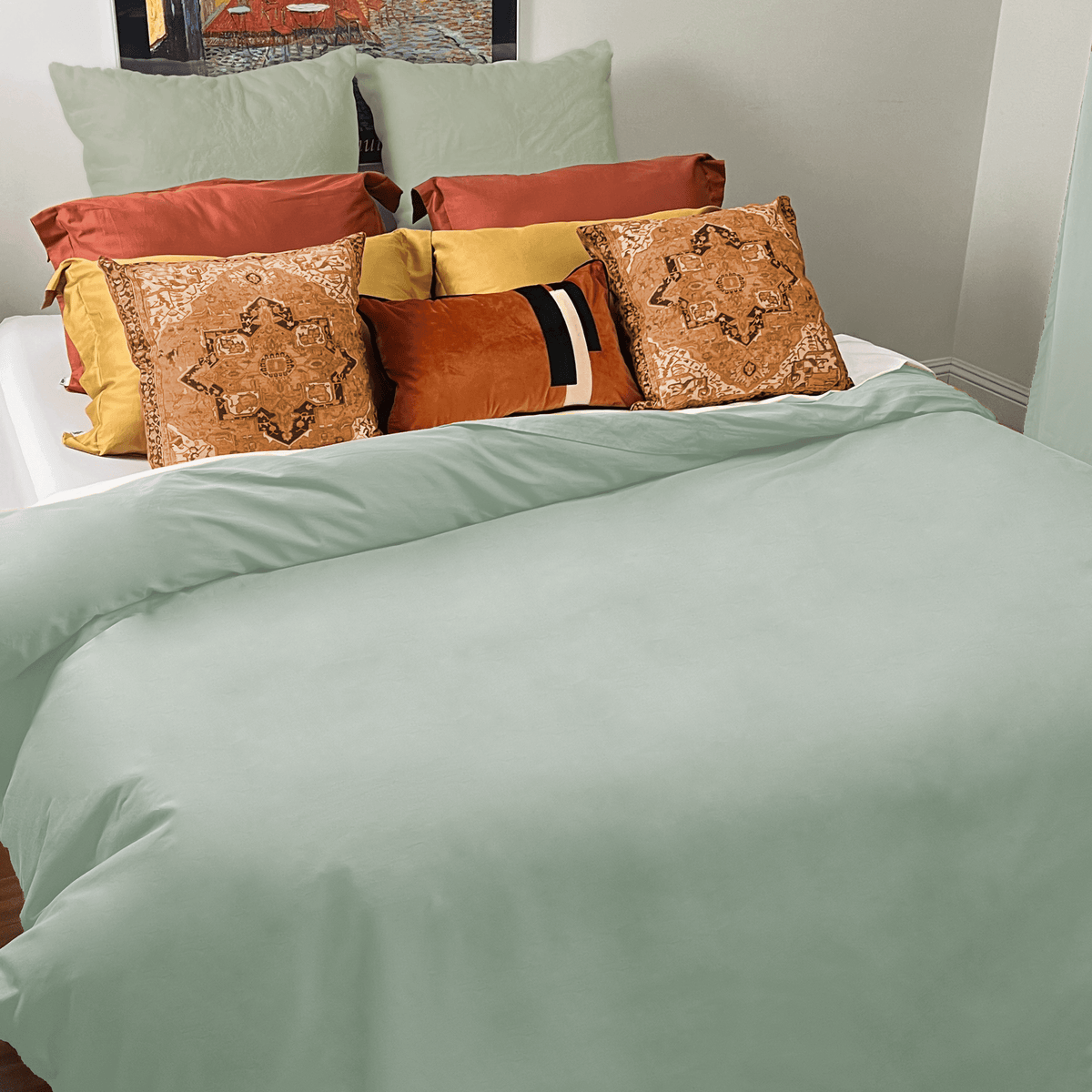 Pale Aqua Easy Change Cotton 3 Sided Zipper Duvet Cover Beddley pale-aqua-easy-change-cotton-3-sided-zipper-duvet-cover-beddley